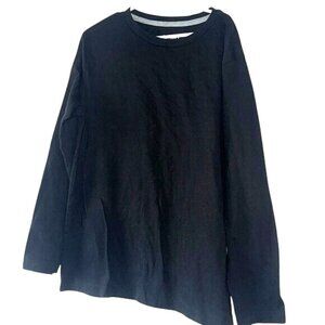 Old Navy Boys Black Long Sleeve Crewneck T-Shirt L (10-12) 100% Cotton Made In V